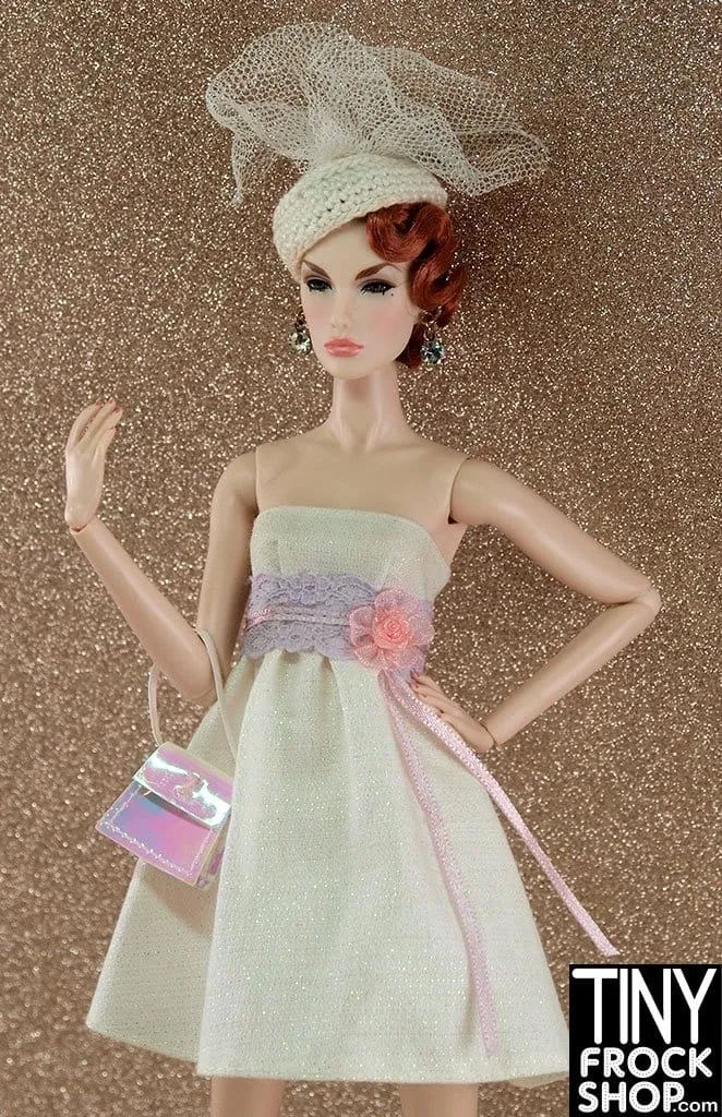 12" Fashion Doll Refined Sparkling Strapless Dress With Crochet Hat Veil