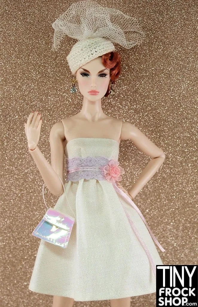 12" Fashion Doll Refined Sparkling Strapless Dress With Crochet Hat Veil