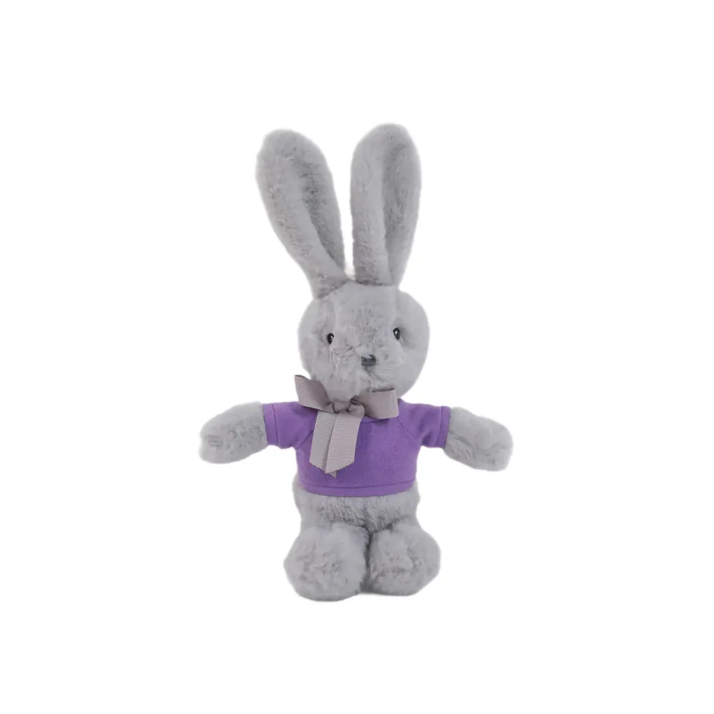 9" Long Ear Easter Gray Bunny with Personalized Shirt