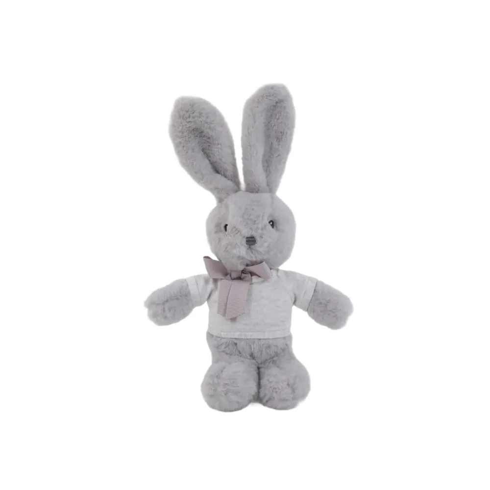 9" Long Ear Easter Gray Bunny with Personalized Shirt