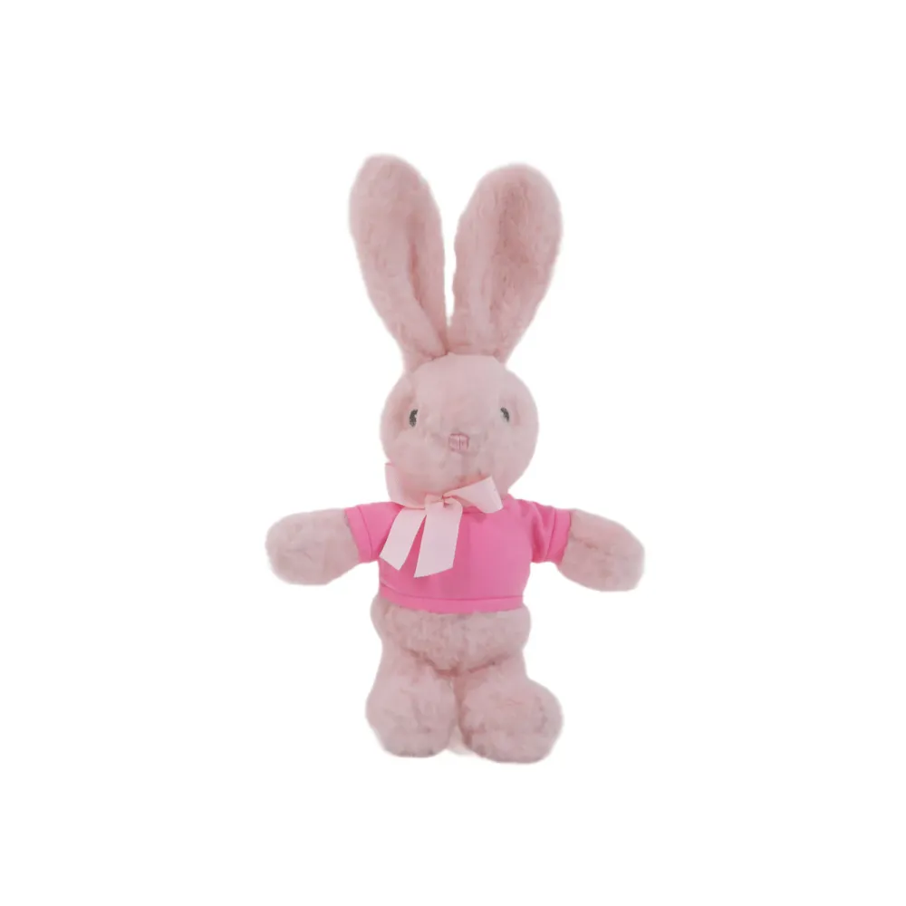 9" Long Ear Easter Pink Bunny with Personalized Shirt