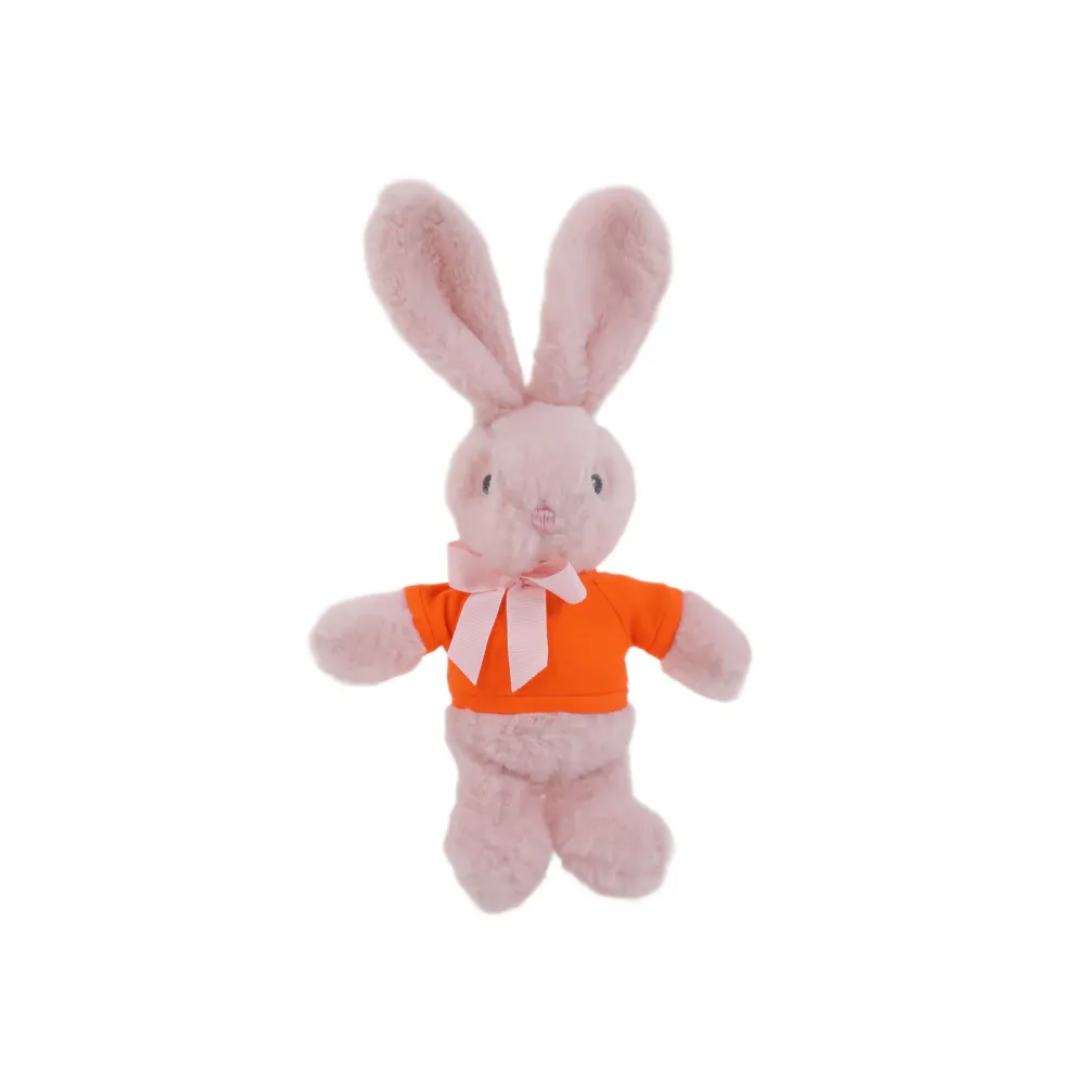 9" Long Ear Easter Pink Bunny with Personalized Shirt