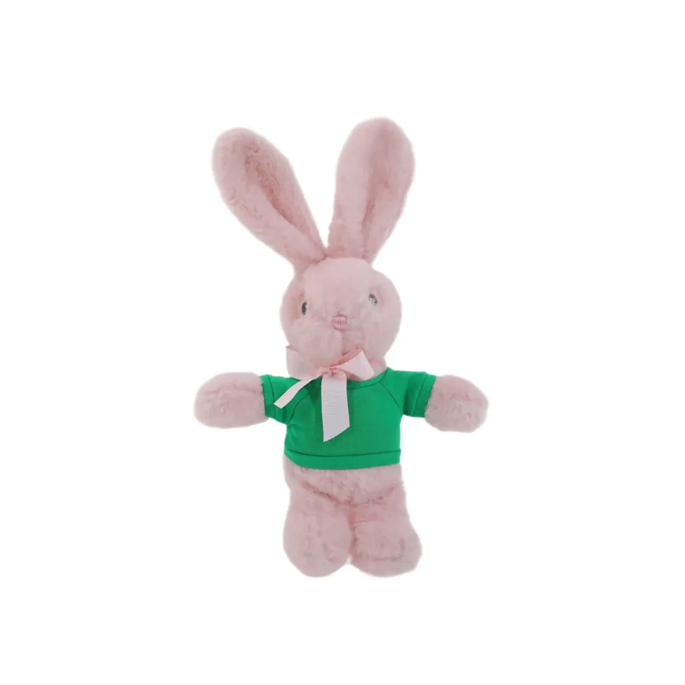 9" Long Ear Easter Pink Bunny with Personalized Shirt