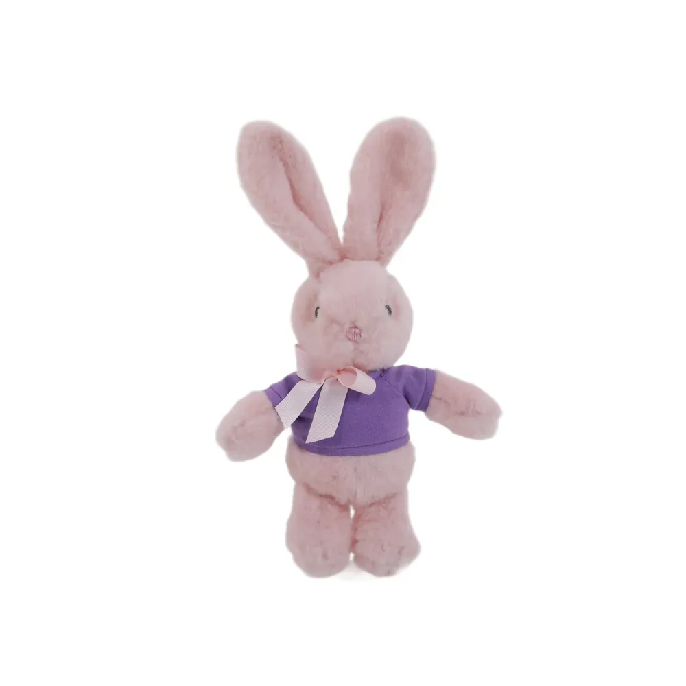 9" Long Ear Easter Pink Bunny with Personalized Shirt