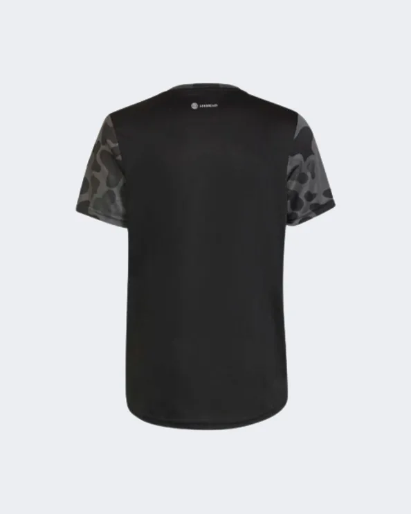 Adidas Designed To Move Camo Boys Sportswear T-Shirt Black/Grey Hg6830