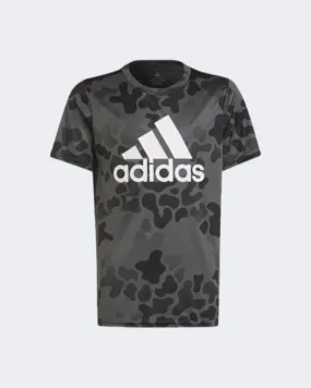 Adidas Designed To Move Camo Boys Sportswear T-Shirt Black/Grey Hg6830