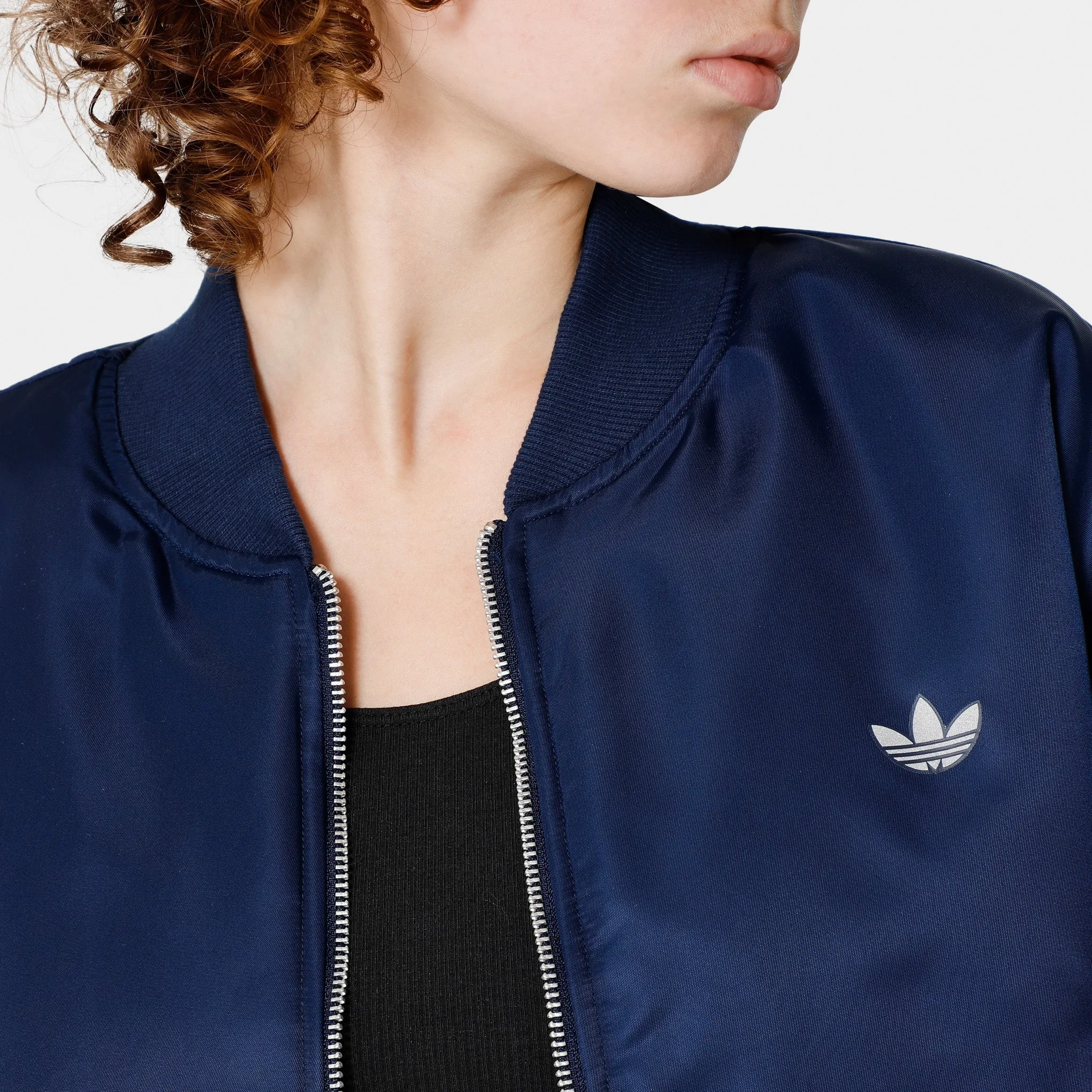 adidas Originals Women's Reversible Crop Bomber Jacket Night Indigo / Blue Fusion