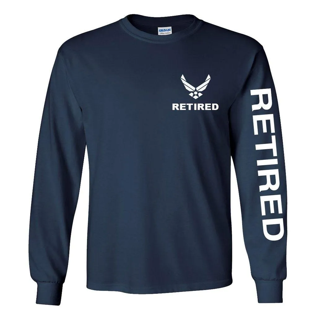 Air Force Retired Long Sleeve Shirt -Navy Blue