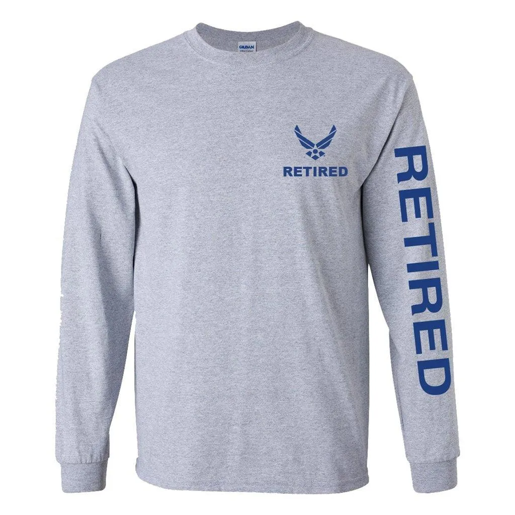 Air Force Retired Sport Long Sleeve Shirt -Grey