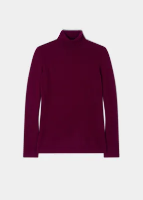 Alison Ladies Cashmere Roll Neck Jumper In Bordeaux