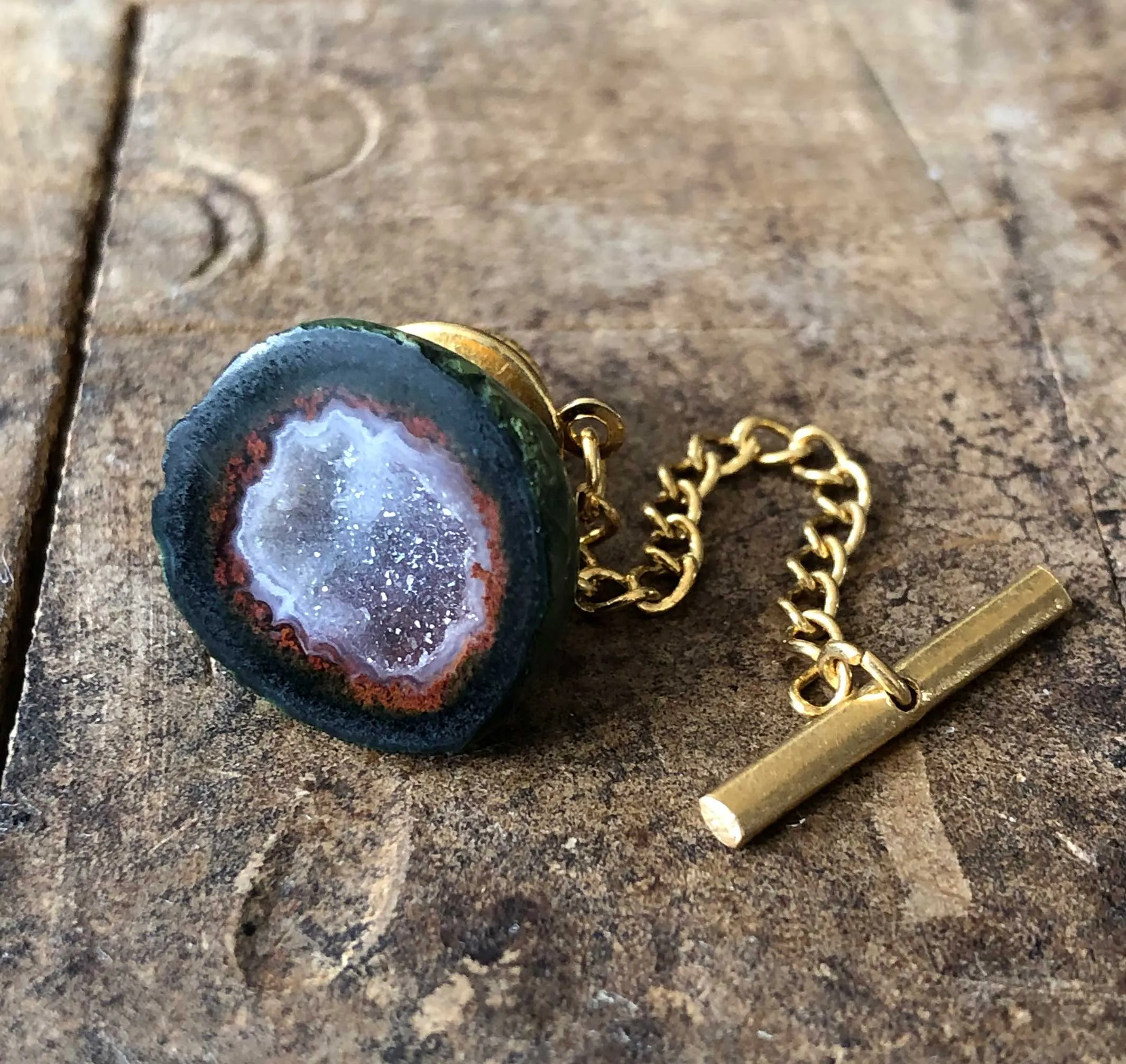 Amethyst Geode Tie Tack, Tabasco geode tie pin