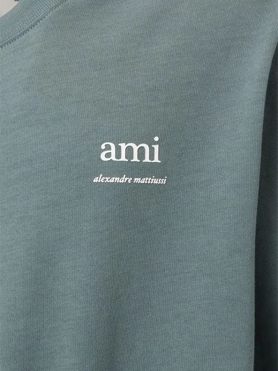 AMI Paris   Logo printed boxy cotton t-shirt 