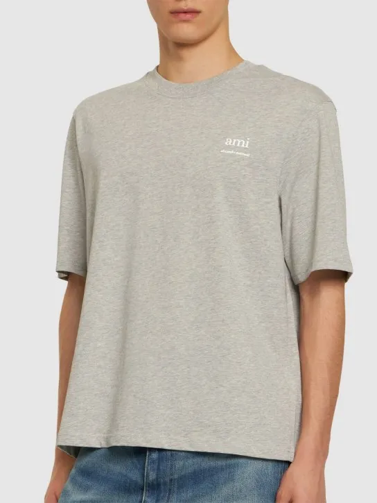 AMI Paris   Logo printed boxy cotton t-shirt 