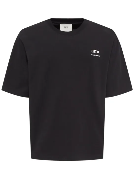 AMI Paris   Logo printed boxy cotton t-shirt 