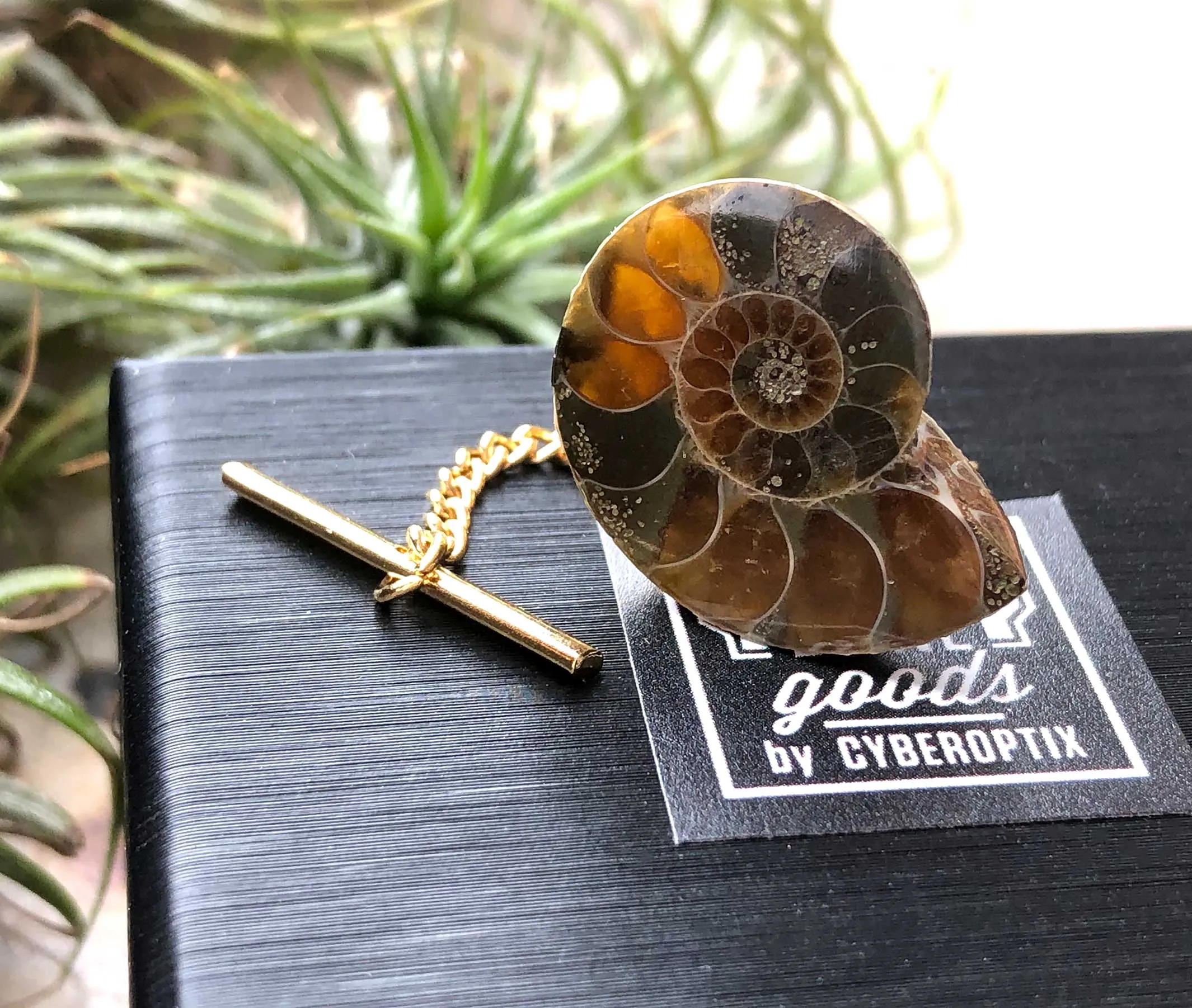 Ammonite Tie Tack, fossil tie pin