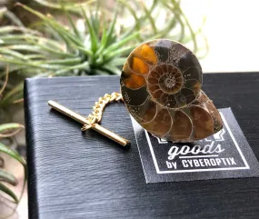 Ammonite Tie Tack, fossil tie pin