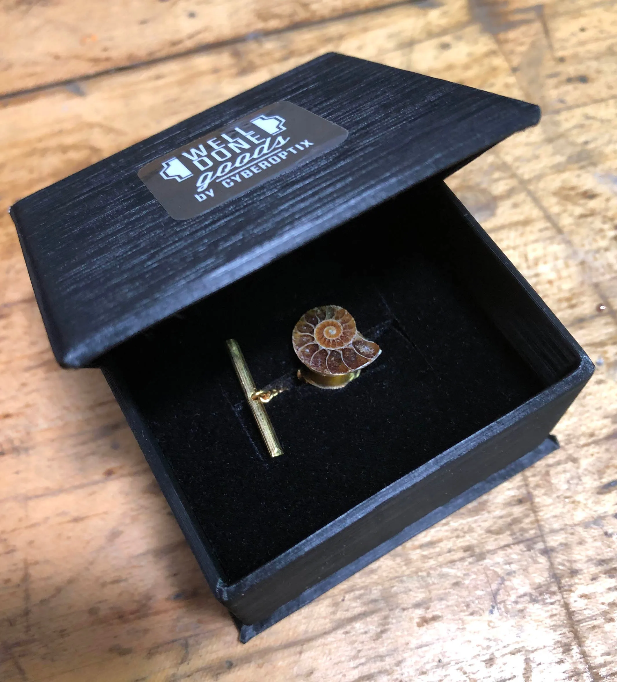 Ammonite Tie Tack, fossil tie pin