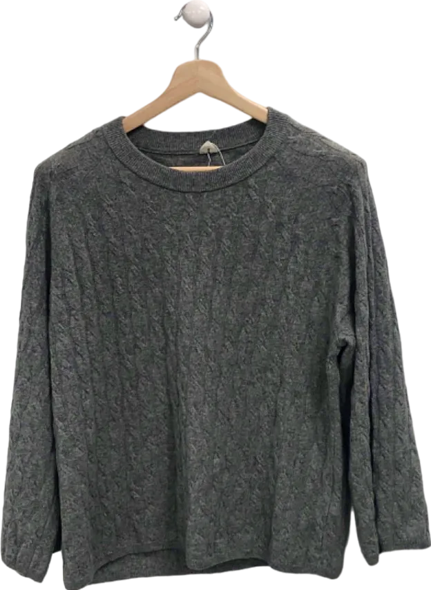 Arket Grey Cashmere-Wool Cable-Knit Jumper UK S