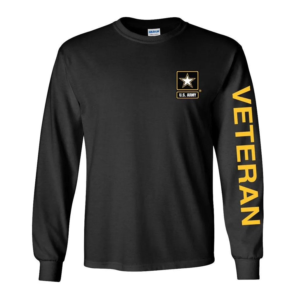 Army Star Veteran Long Sleeve Shirt- Black