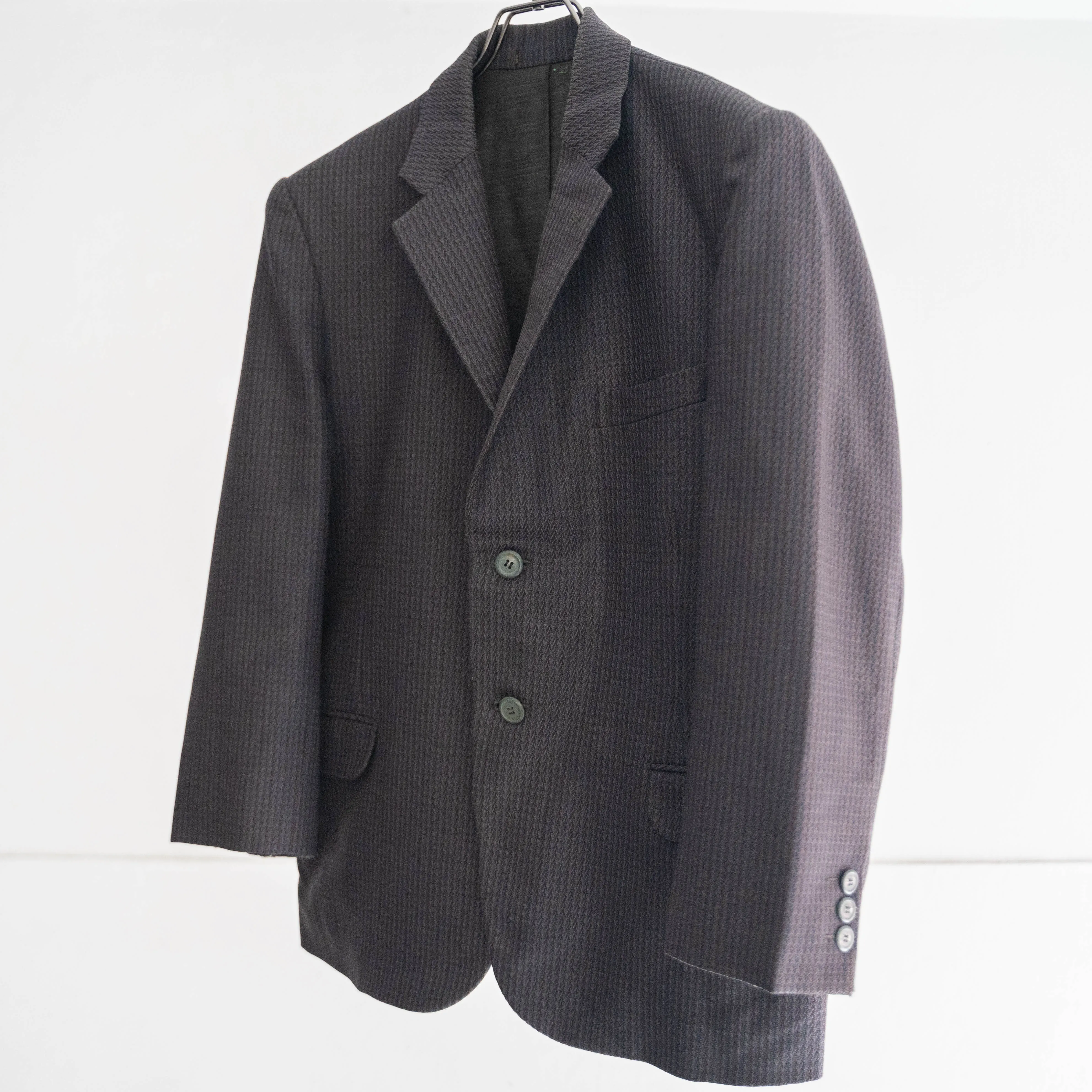 around 1970s Japan vintage dark navy based herringbone nep tailored jacket