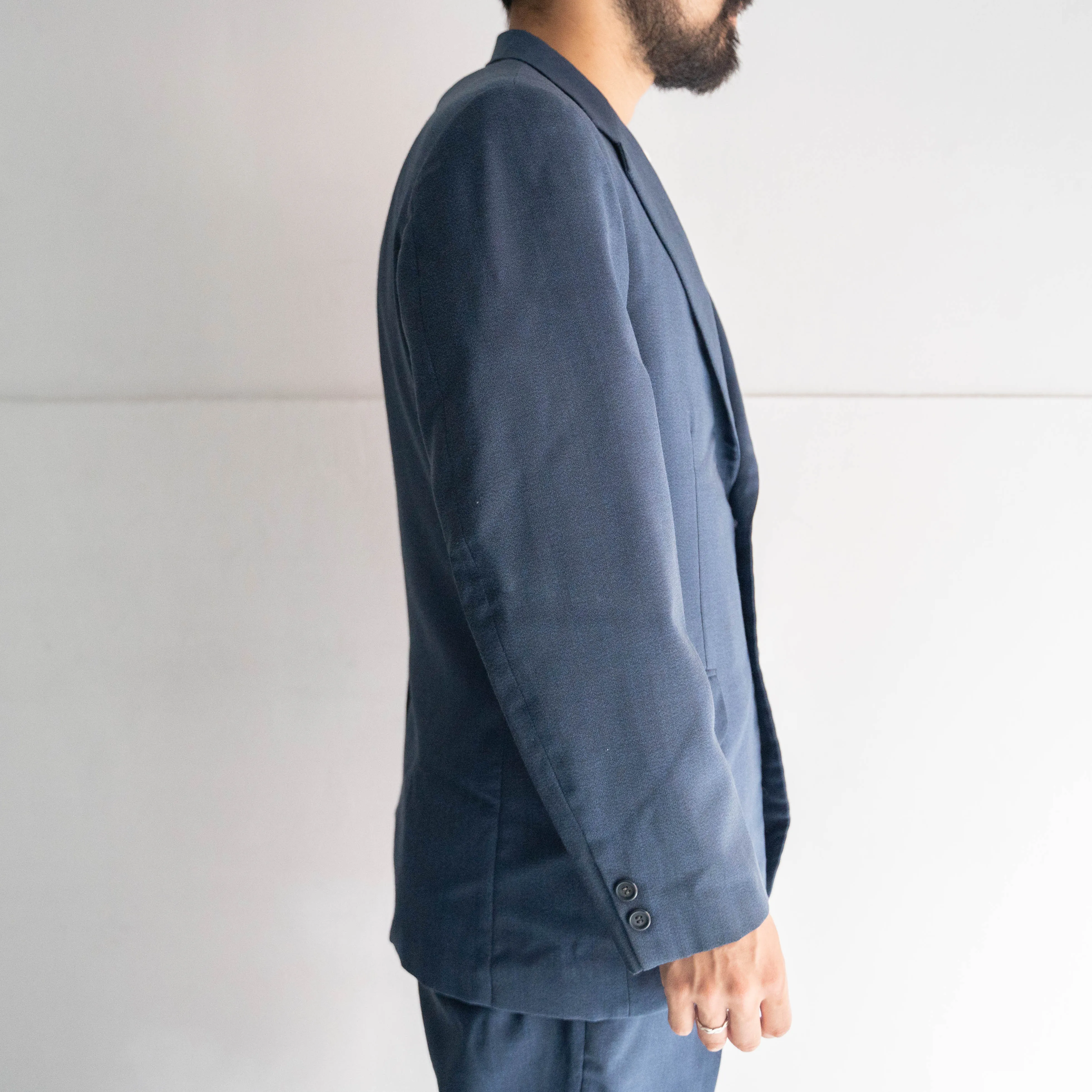 around 1980s japan vintage dark navy tailored jacket -middle weight-