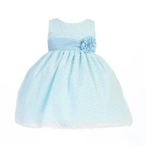 Baby Girls Blue Cotton Burnout Special Occasion Easter Dress 3-24M