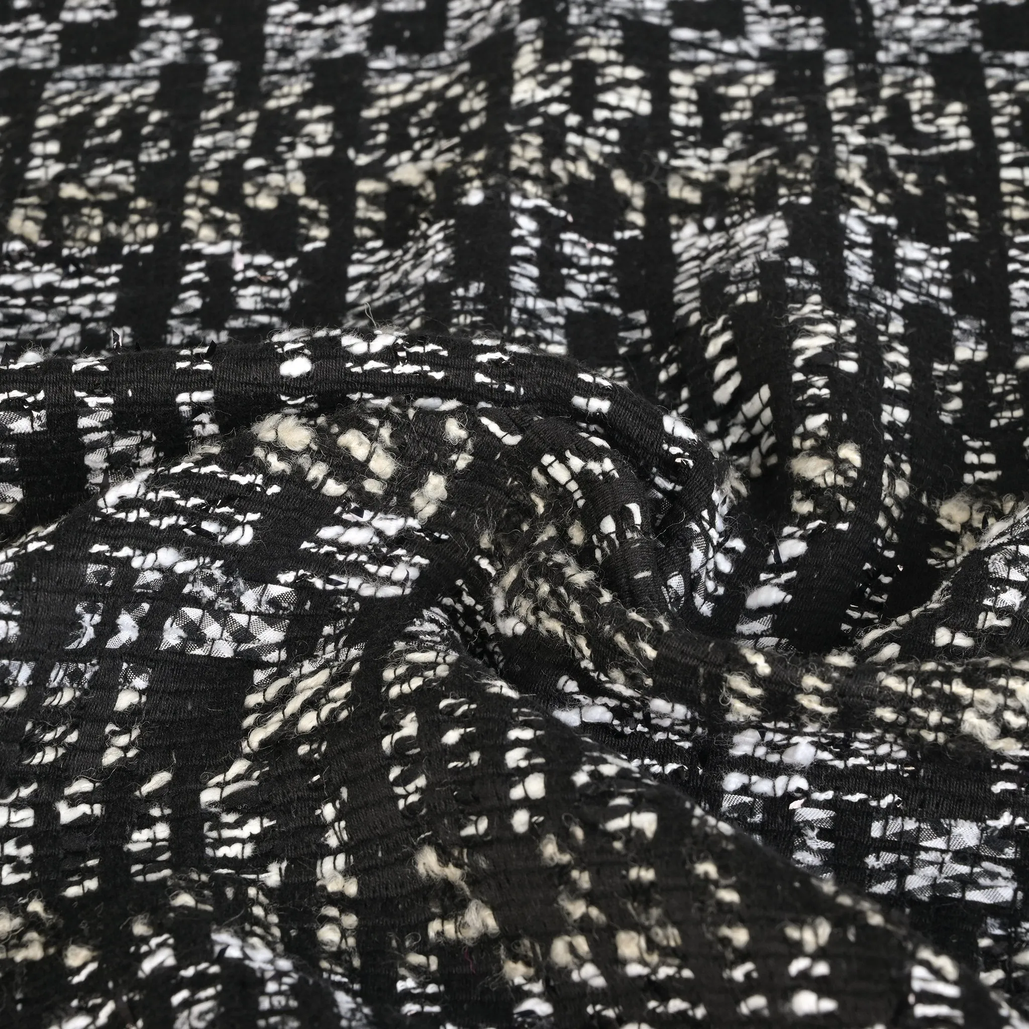 Black and White Tweed Fabric 2327