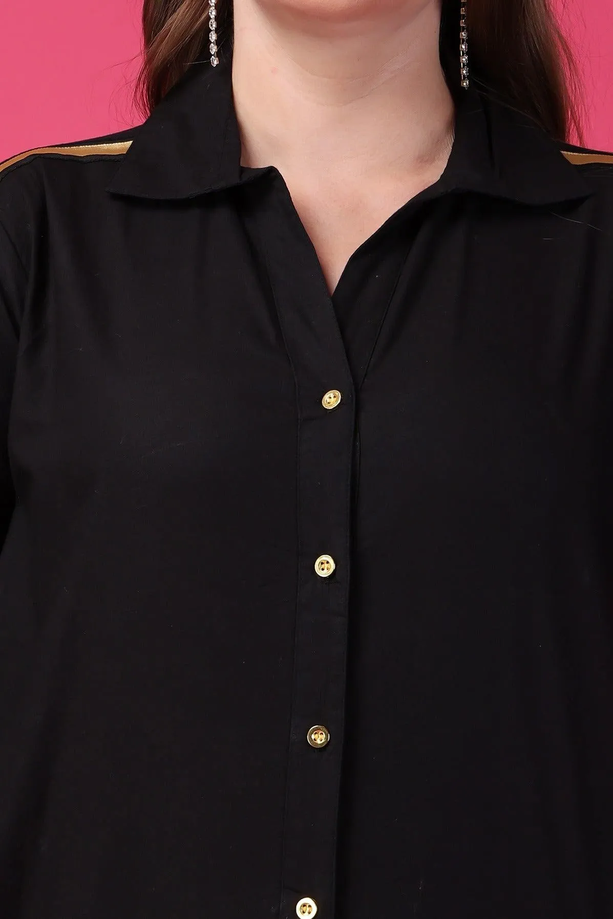 Black Solid Shirt with Lurex