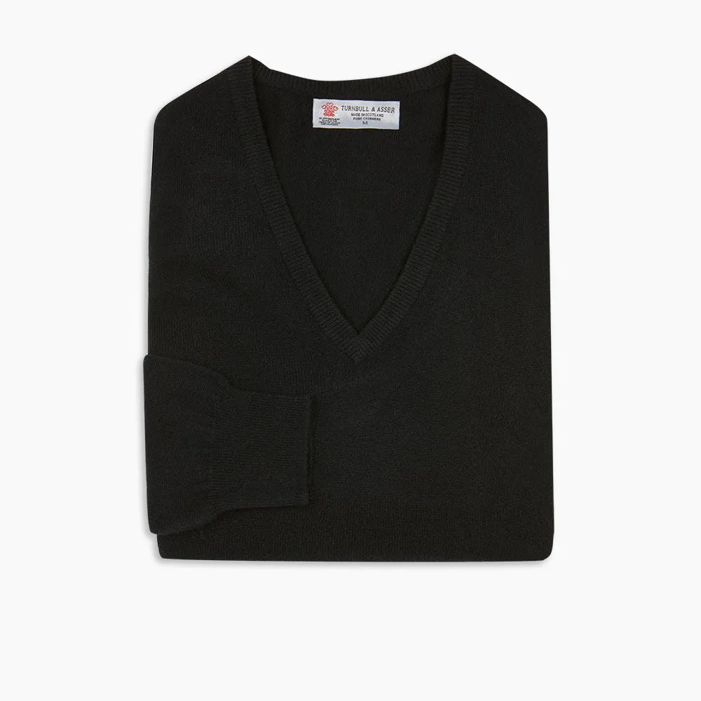 Black V-Neck Cashmere Jumper