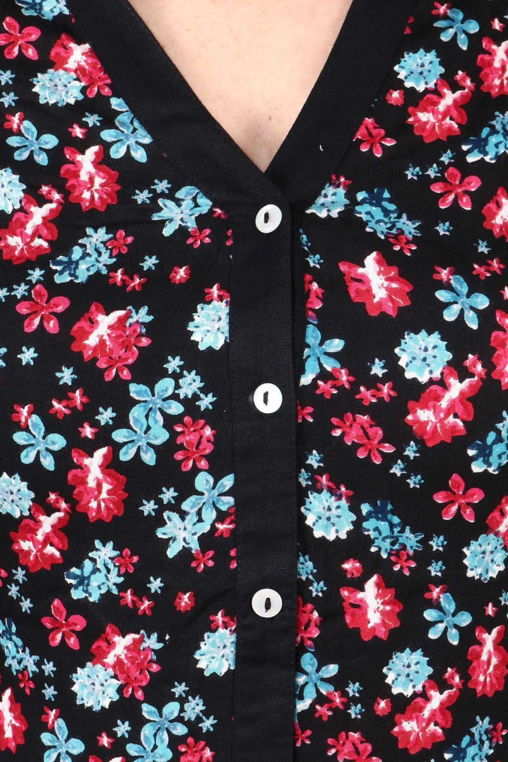 Blue Multicolor Floral Printed Shirt