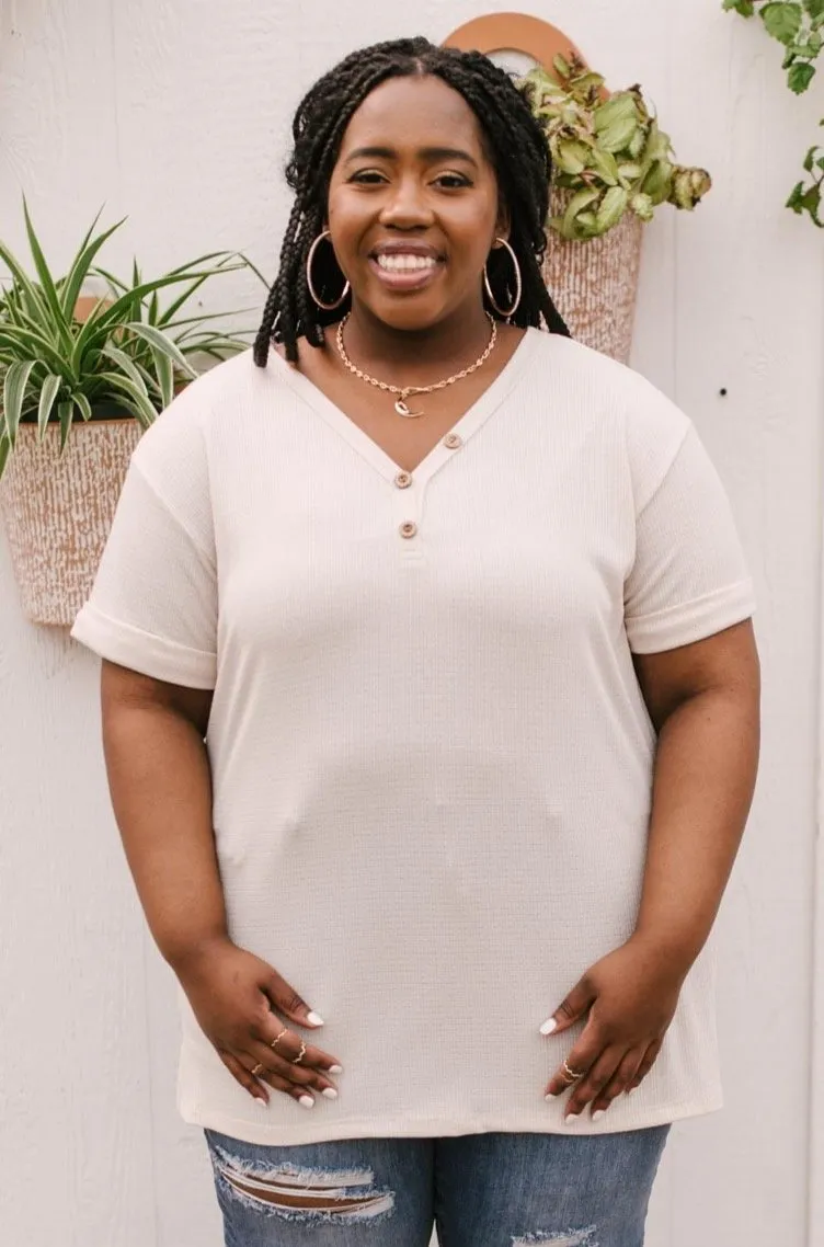 Buttons and Henley Top in Seashell