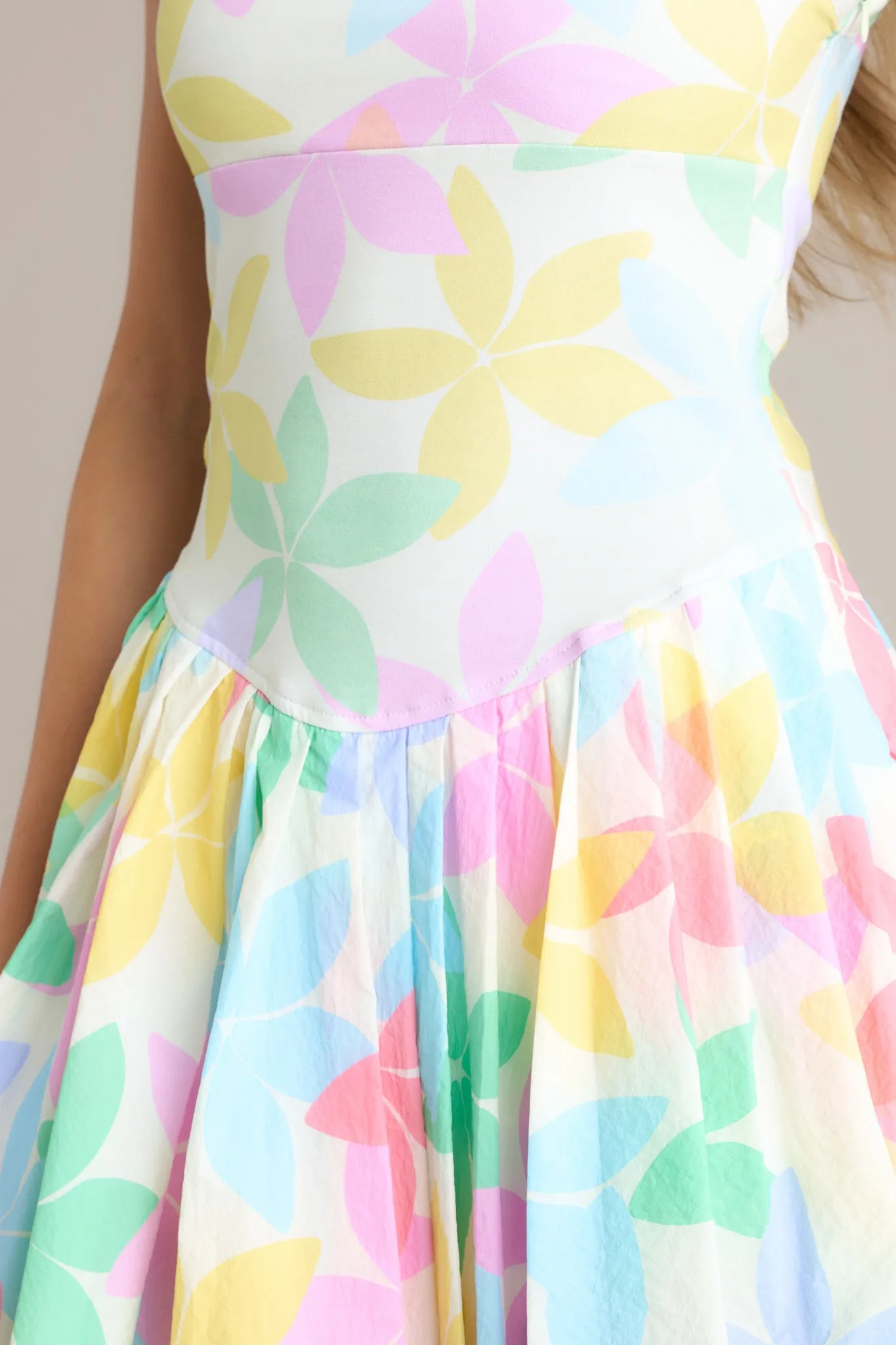 Buzzin' About Pastel Floral Print Pleated Tennis Dress