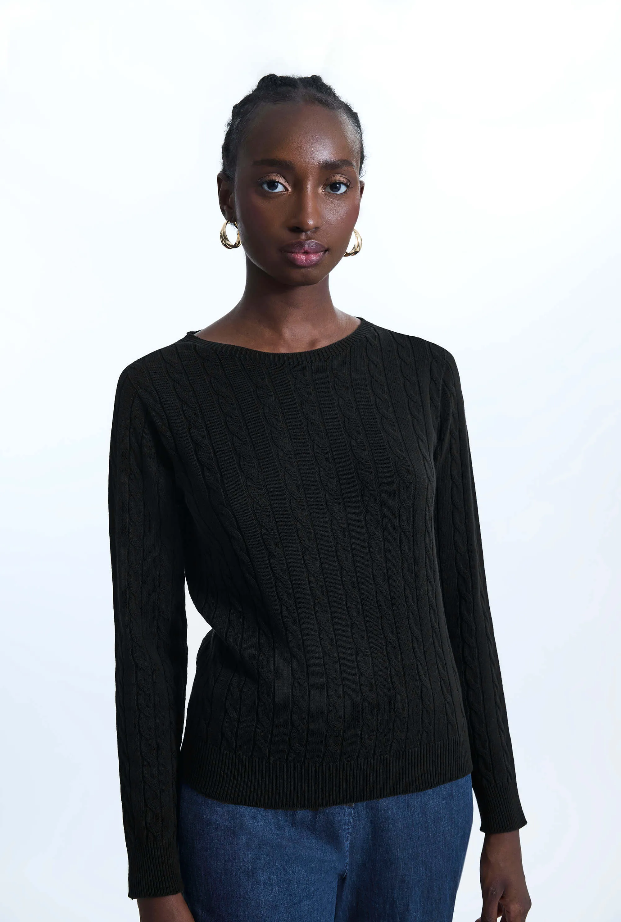 Cable Knit Jumper Black