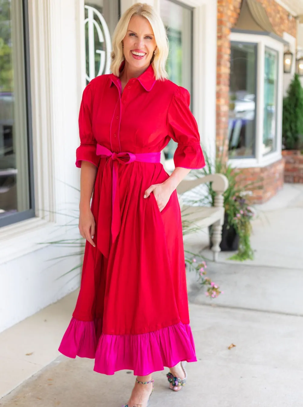 Carol Dress | Red/Fuchsia