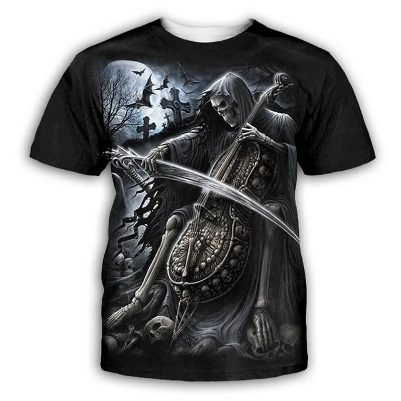 Cello Of Death Polyester Skull T-shirt