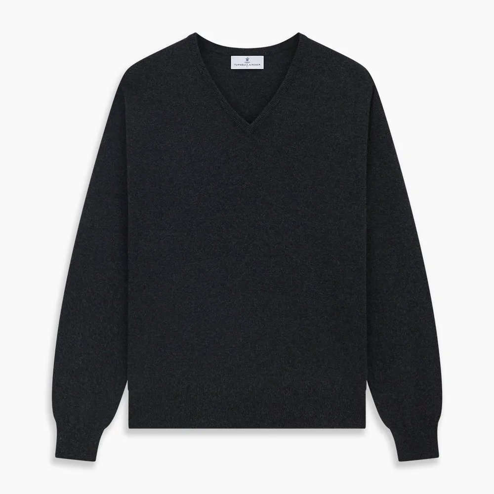 Charcoal V-Neck Cashmere Jumper