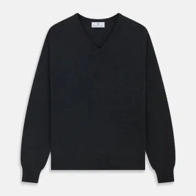 Charcoal V-Neck Cashmere Jumper