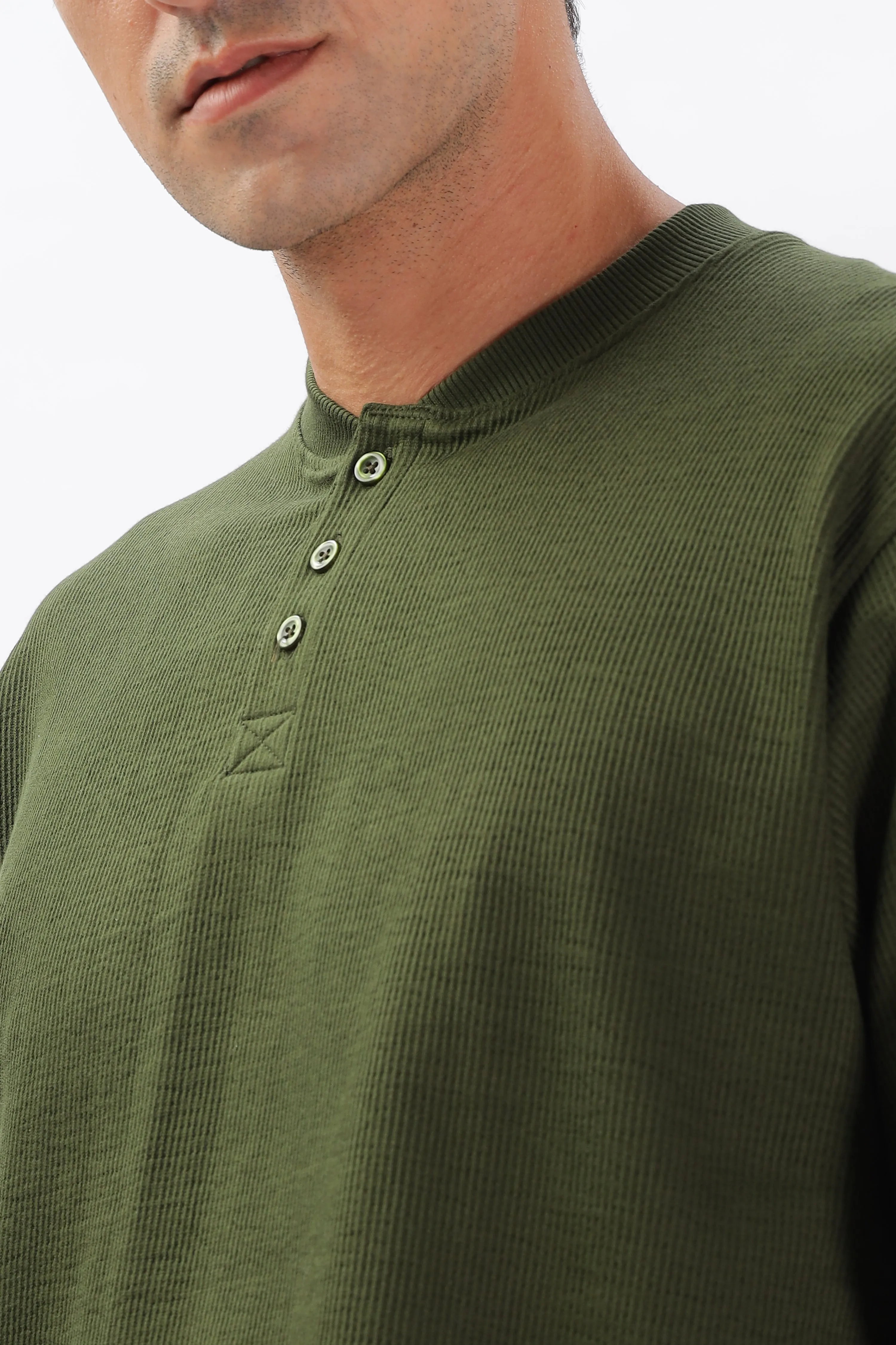 Classic Henley T-Shirt: Olive Green