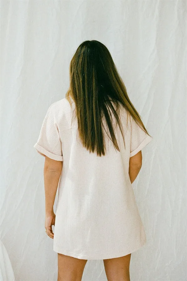 Cosy PJ Shirt Dress - Musk