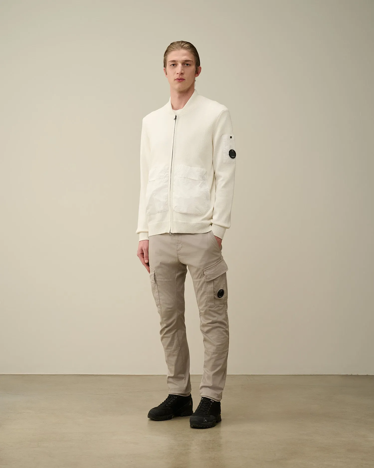 Cotton Mixed Bomber Knit - GAUZE WHITE