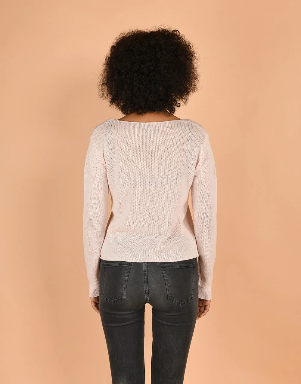 Crew Neck Sweater in Powder Rose