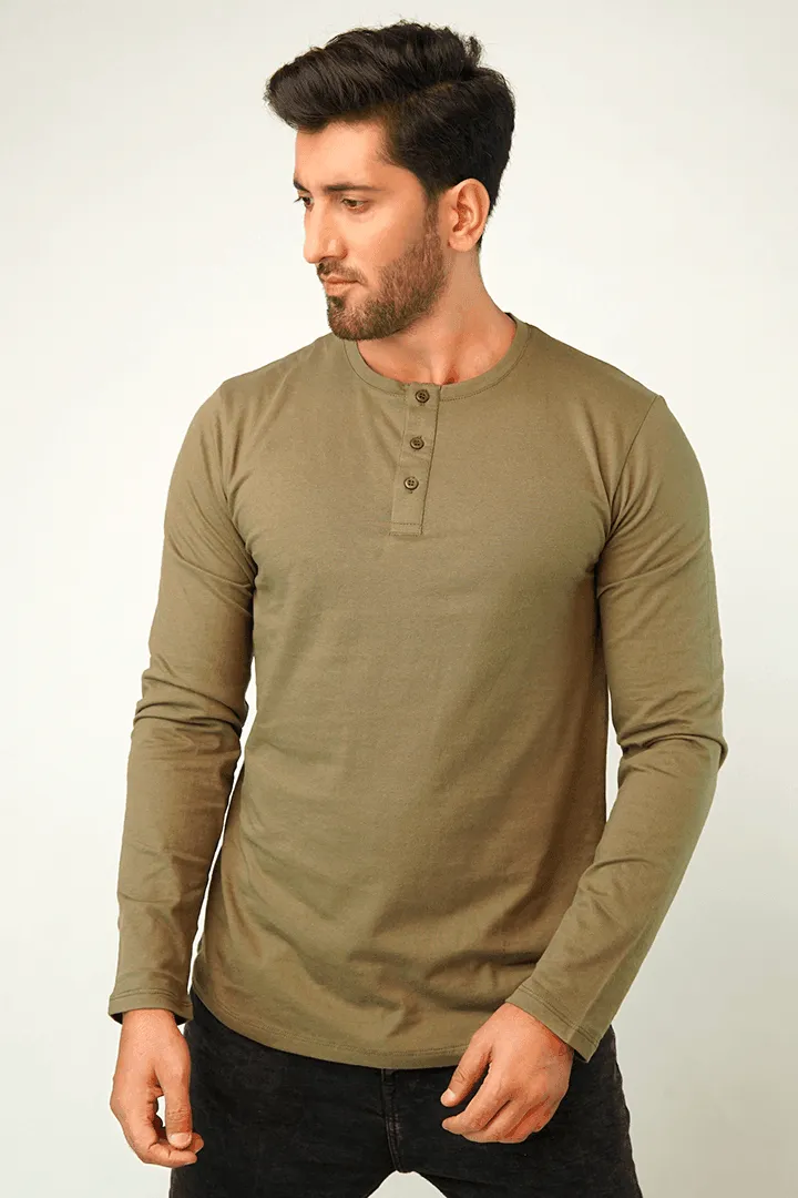 Croco Full Sleeve Henley T-Shirt