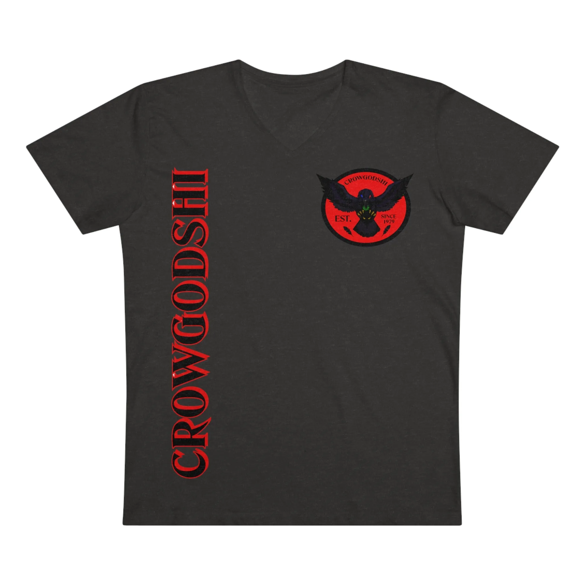 Crowgodshi Designer First Generation Men’s Presenter V-neck, RED LOGO