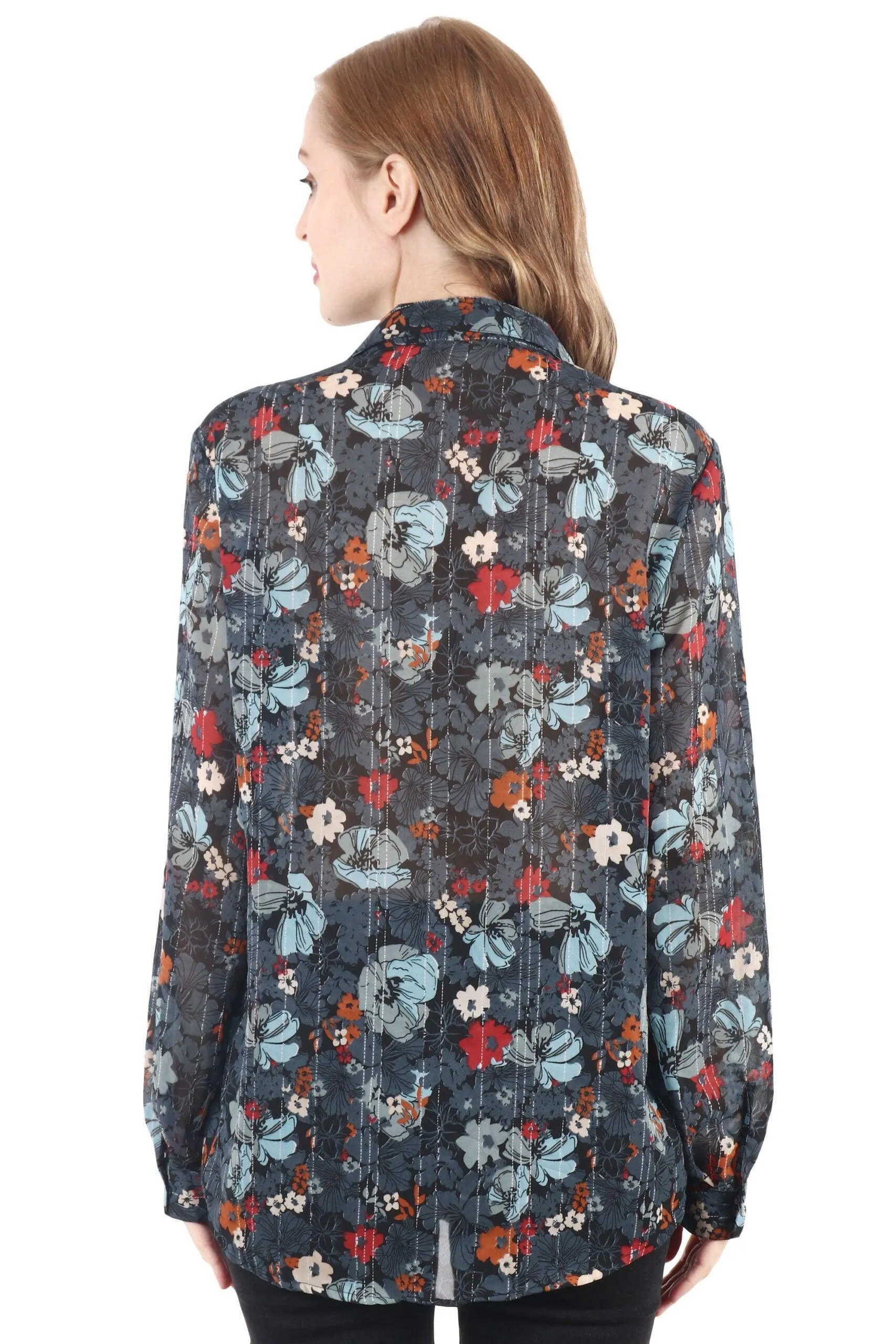 Dark Grey Floral Printed Shirt