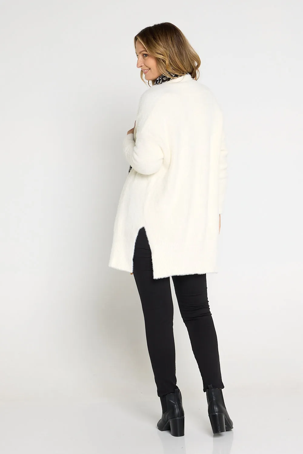 Dawn Fluffy Knit Cardi - Cream