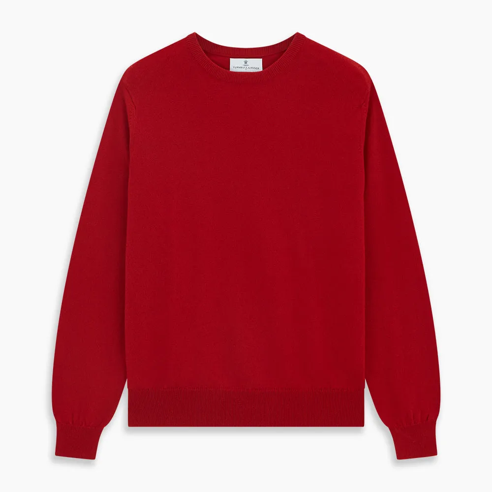 Deep Red Crew Neck Cashmere Jumper