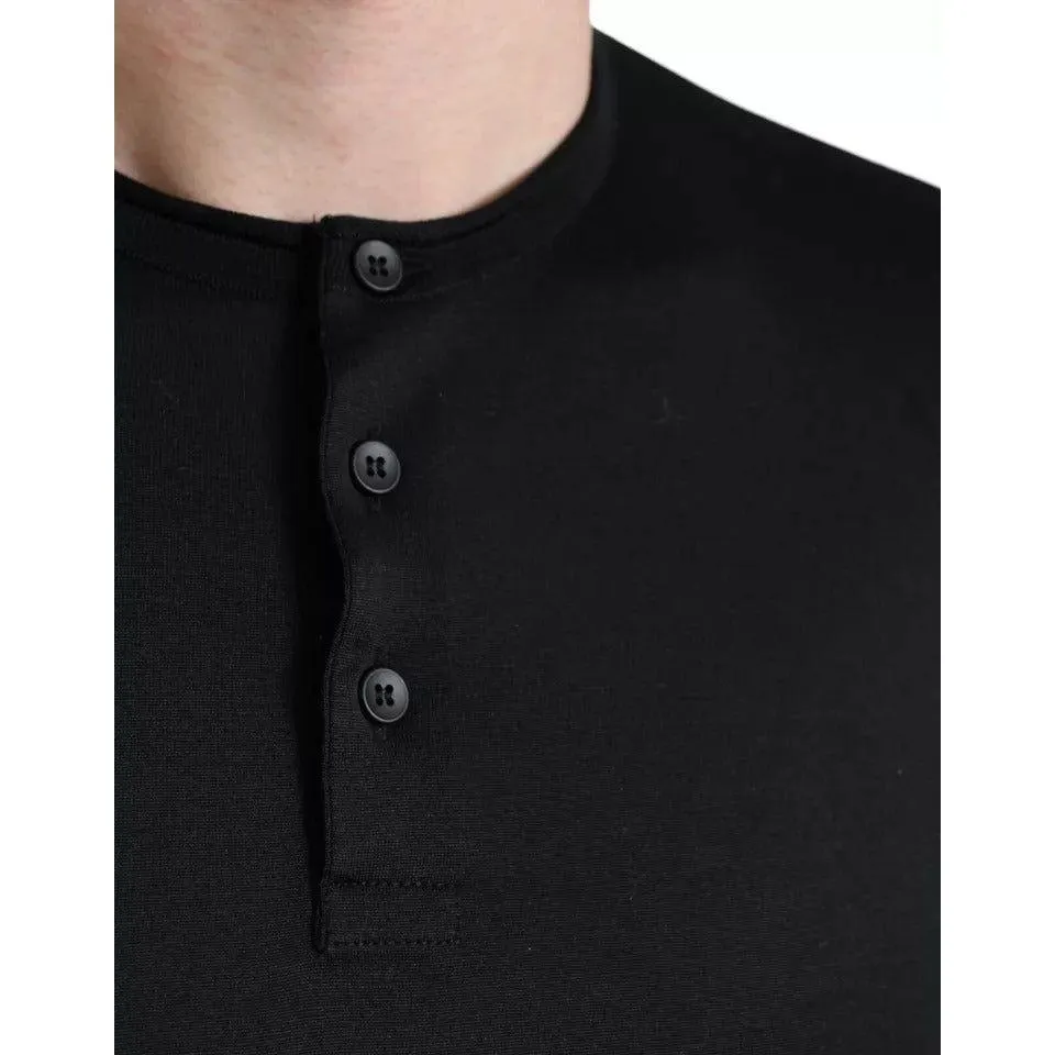 Dolce & Gabbana Black Buttoned Roundneck Short Sleeve T-shirt