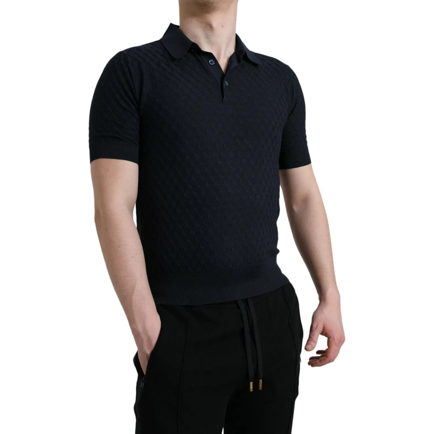 Dolce & Gabbana Dark Blue Collared Short Sleeve Polo T-shirt