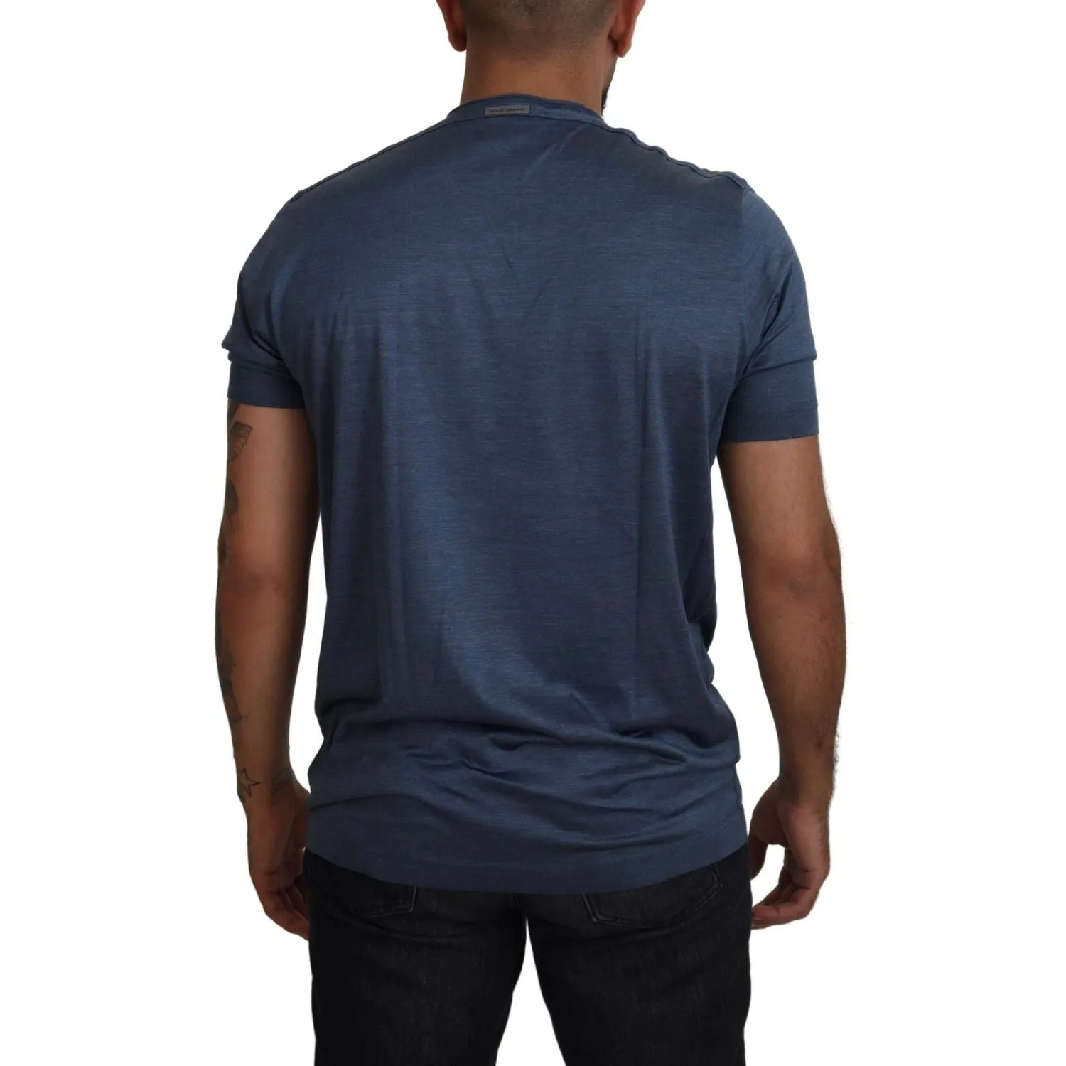 Dolce & Gabbana Elegant Silk Crewneck Blue Tee