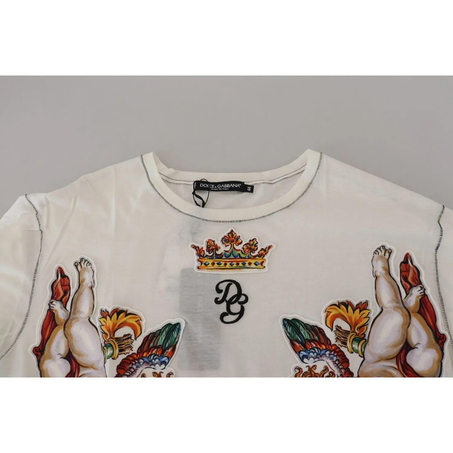 Dolce & Gabbana Elegant White Cotton-Silk Blend Tee